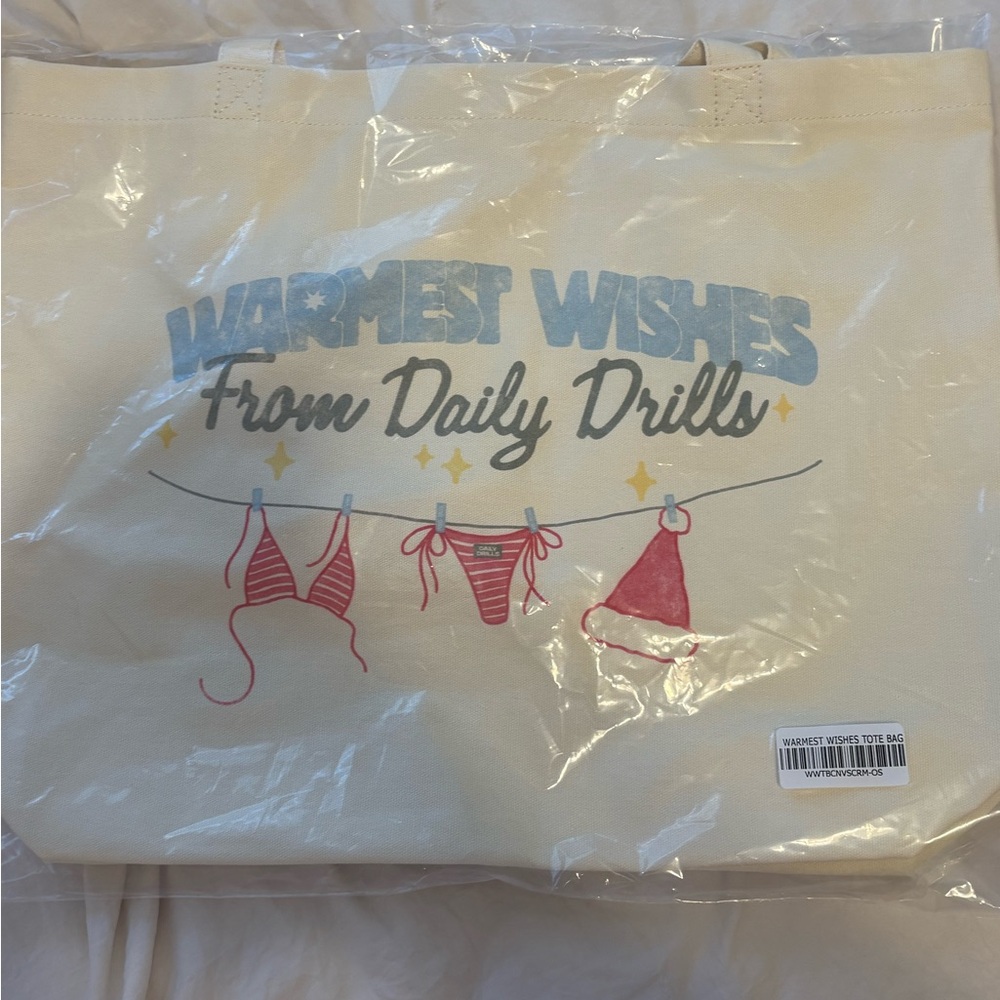 Daily Drills Festive Cream Tote Bag